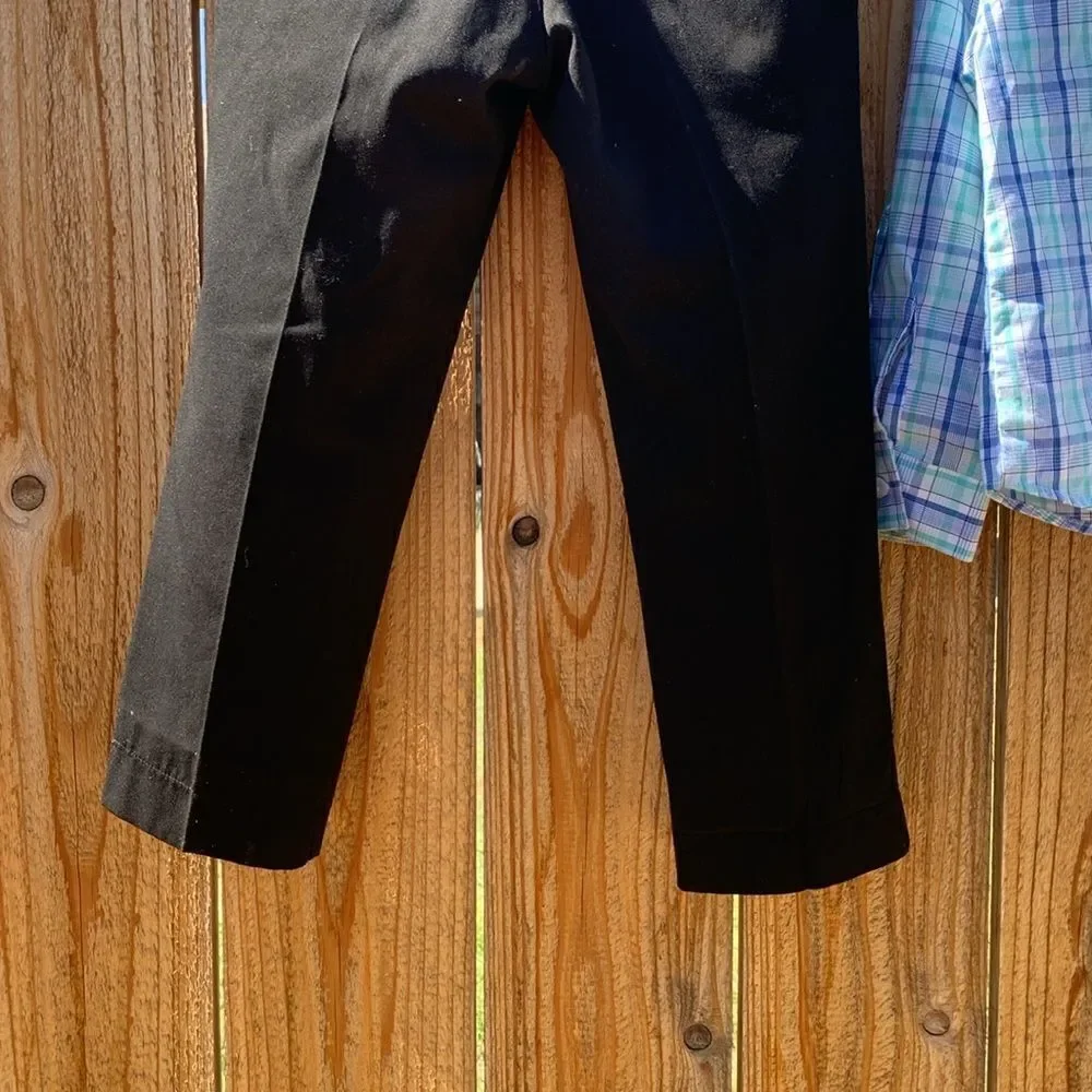 Take 50% OFF- IZOD Boys Plaid Button-Up Shirt and Black Pants Set, Size-4T